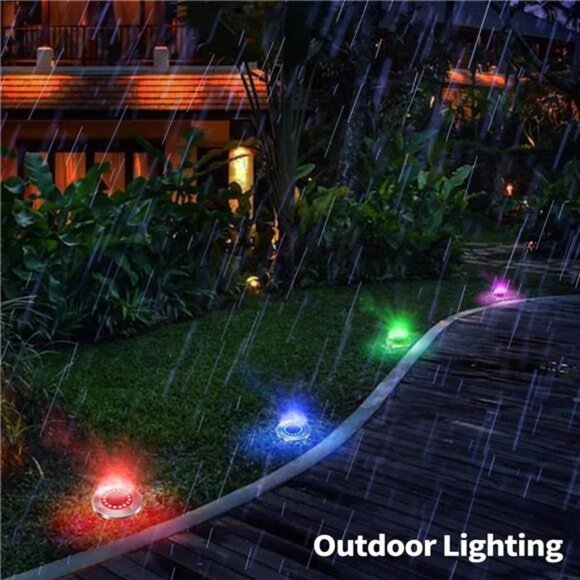 12 Pack Color Changing Solar Ground Lights Multicolor Disk Light Waterproof - Picture 5 of 8